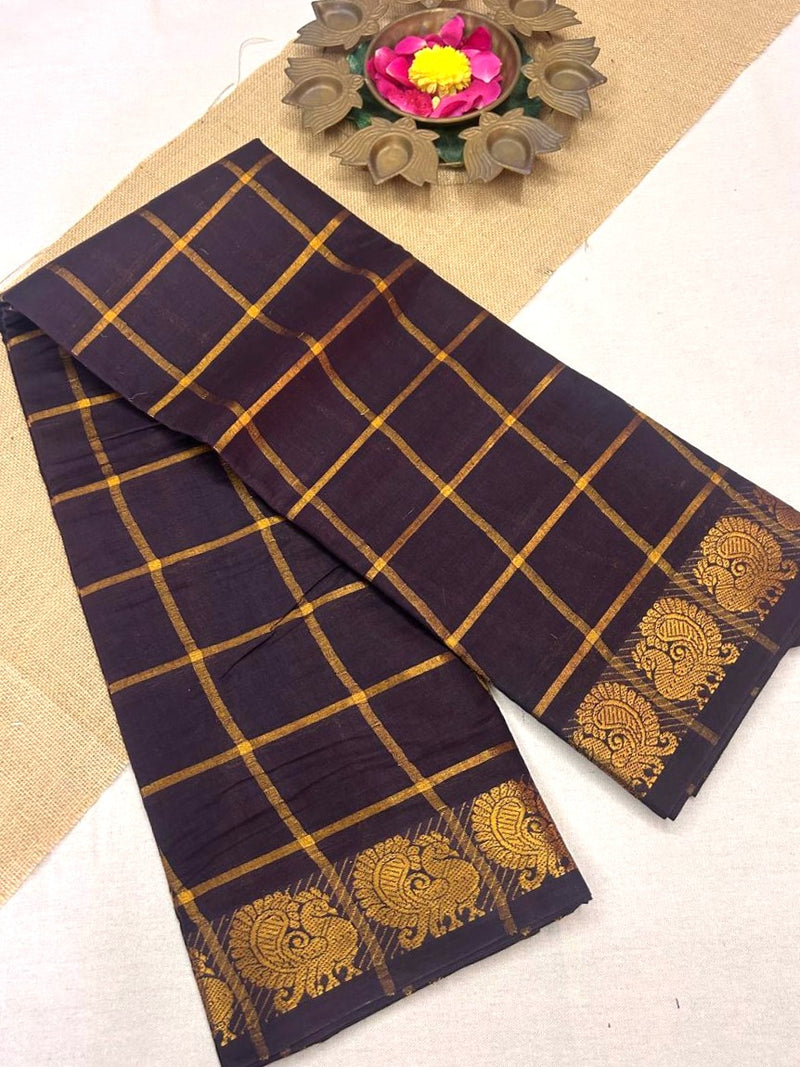 Pavithra Kattam Sungudi cotton saree with peacock border 007