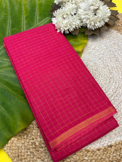 Golden check pure sungudi cotton saree-without blouse 006|KRISA