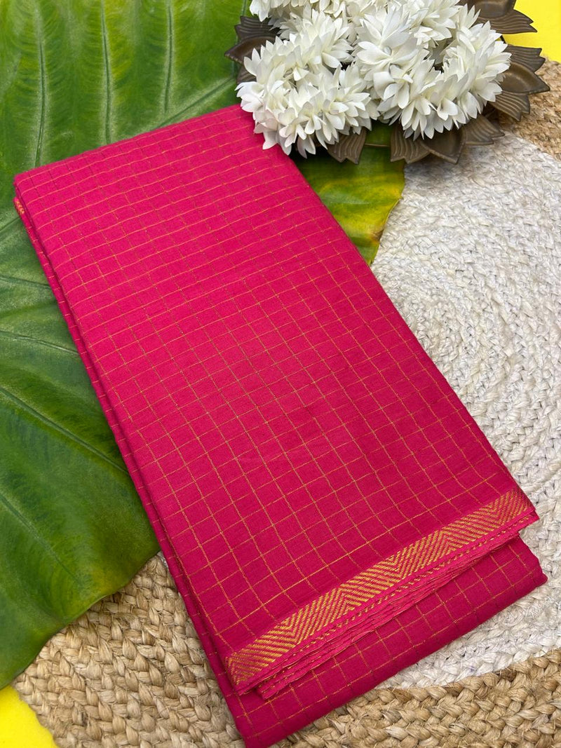 Golden check pure sungudi cotton saree-without blouse 006|KRISA