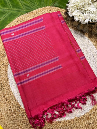 Vazhaipattu silk  golden striped saree with out blouse