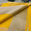 Premium Yellow Silk Cotton Saree with Silver Zari Border | Soft Saree for Women | KRISA Collections