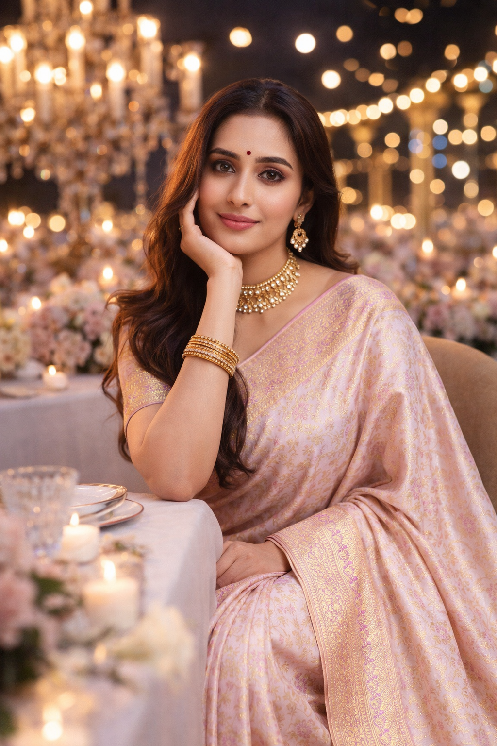 Pastel Pink Gold Zari Saree|KSR501|KRISA