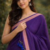 Blue Khadi Cotton Saree With Blouse | Extra Kalamkari Blouse|Lightweight Handloom Cotton Saree | KRISA